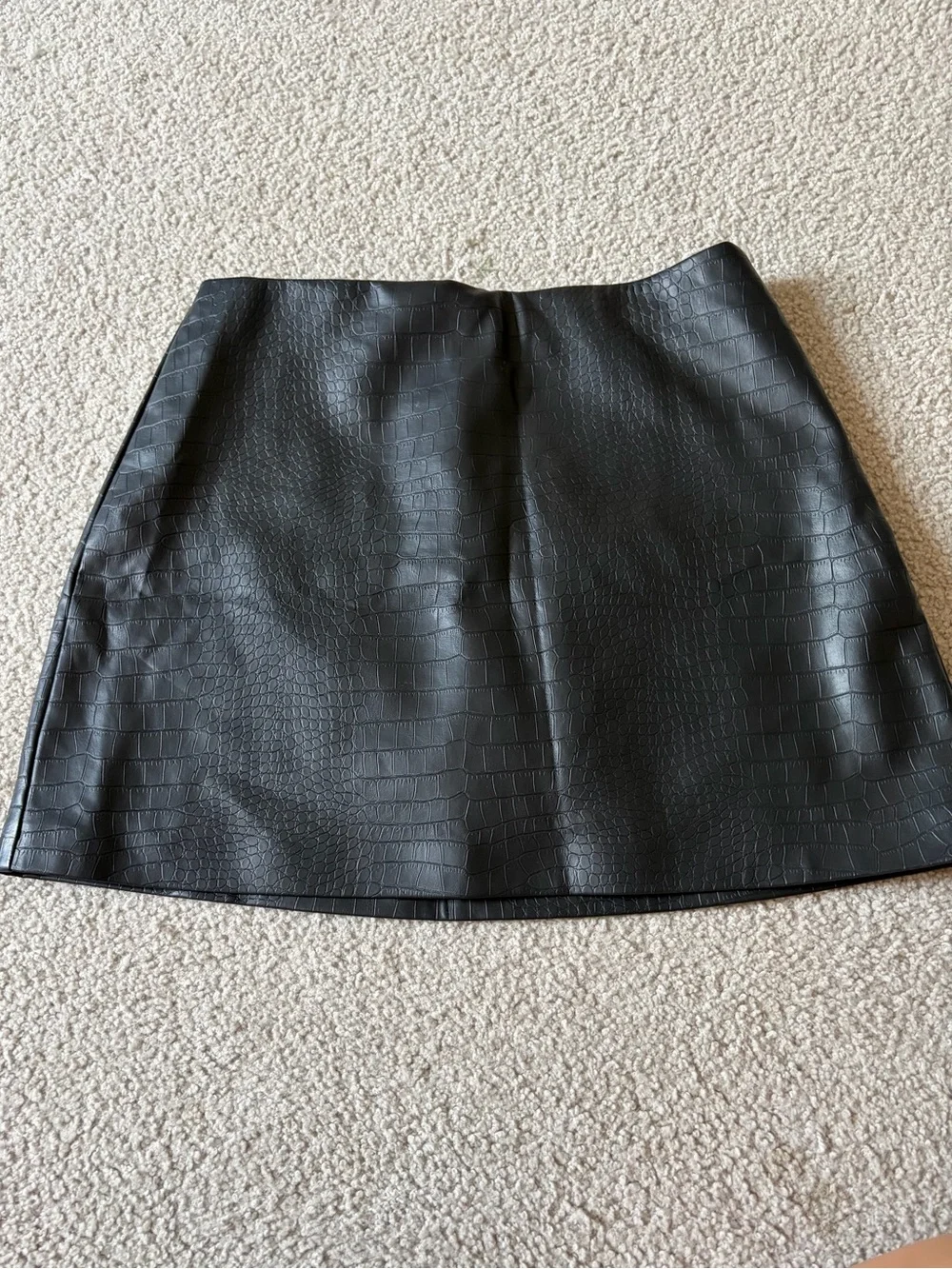 Abercrombie & Fitch Black Croc-Embossed A-Line Skirt